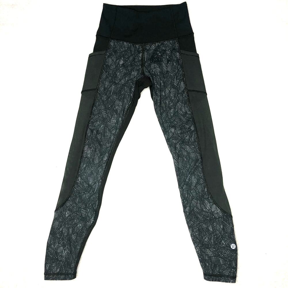 Lululemon Size 4 High Times Pant Luxtreme Mesh Jazzy White Gator Green W5J60S